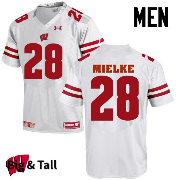 Wisconsin Badgers Men's #28 Blake Mielke NCAA Under Armour Authentic White Big & Tall College Stitched Football Jersey ZR40G67TS
